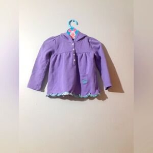 Chaps Girls 24 Months Hoodie Sweater Top Purple Blue  Ruffled Bottom Long Sleeve